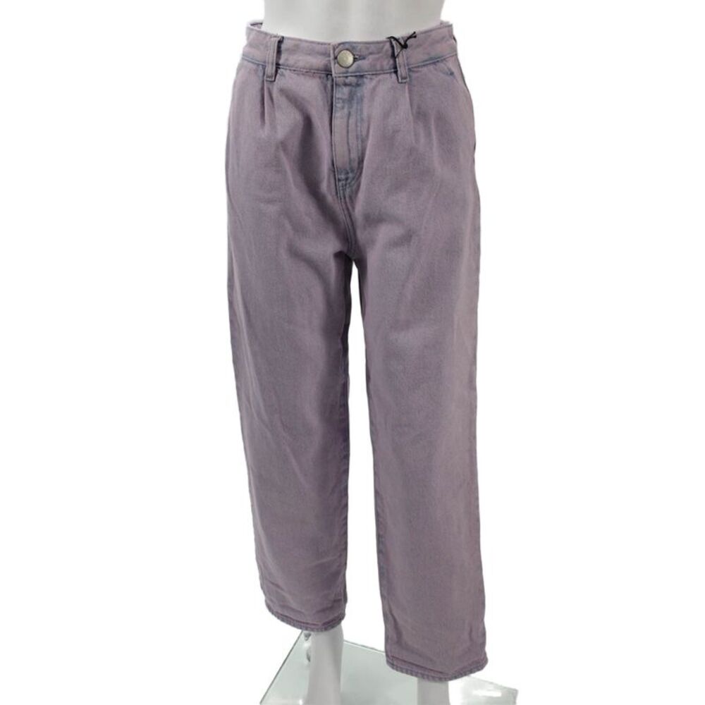 Leon & Harper Women Cropped Pants Purple High Rise Cotton Size 34